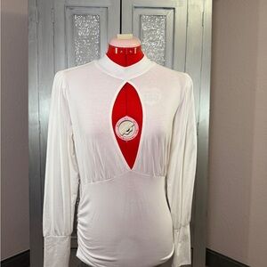 VENUS White Fitted Blouse with Mandarin Collar
